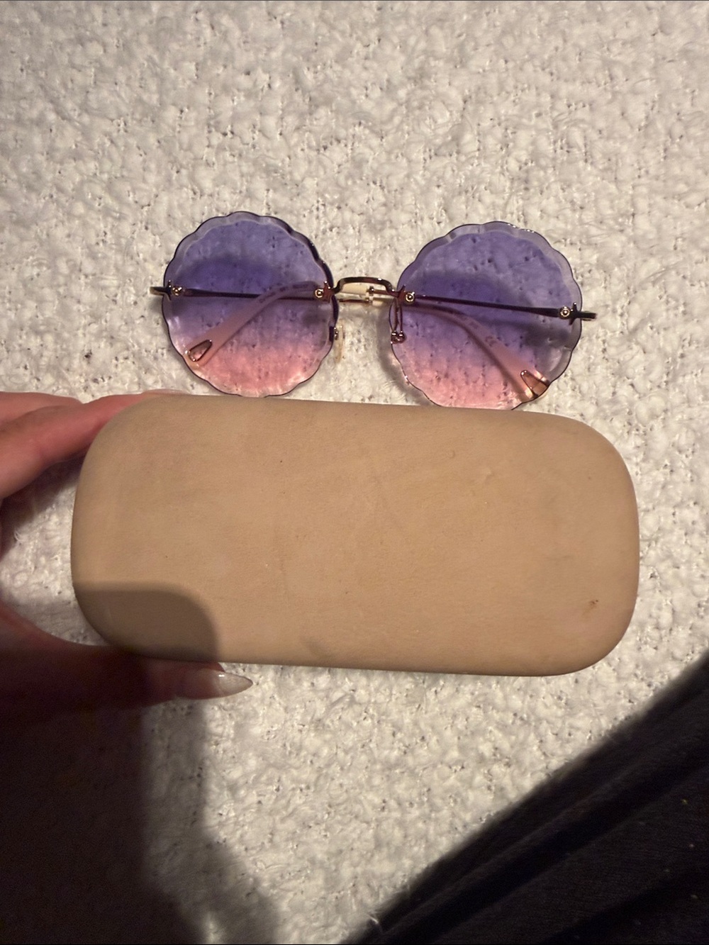 Chloe Purple to Pink Gradient scalloped Sunglasses - Picture 11 of 11